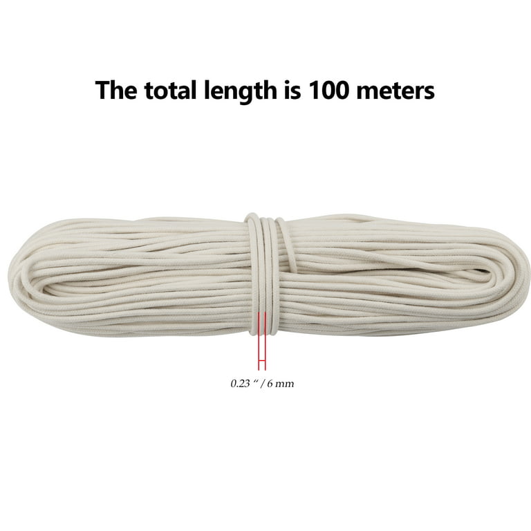 328Ft Cotton Clothesline Rope 1/4 Inch White Cotton Rope Craft