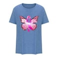 thumbnail image 4 of YFNNUP 3/4 Sleeve Breast Cancer Shirts for Women Pink Ribbon Butterfly Printed Shirt Casual Crewneck Tshirts Loose Fit T Shirt, 4 of 4