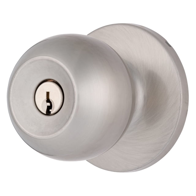 BRINKS – Transitional Keyed Entry Ball Door Knob, Satin Nickel - Designed for Traditional and Transitional Homes and Blends Seamlessly with Interio
