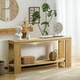 thumbnail image 5 of Resenkos 63" Boho Console Table, Rustic Farmhouse with Beaded Trim & Storage Shelf, 2-Tier Entryway, Natural Wood, 5 of 7