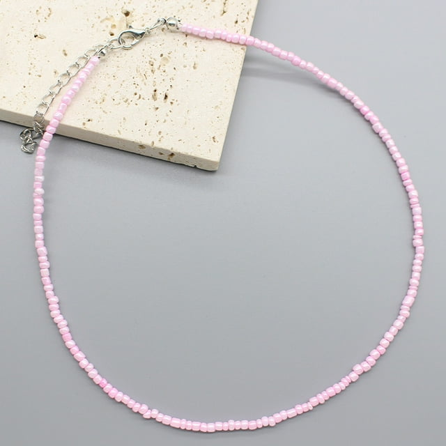 Collier Ras du Cou Simple Perles de Graines Femmes Charme Mode Coréenne Chaîne Col Boho Fait Main Bijou Cadeau