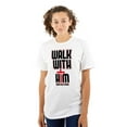thumbnail image 3 of Walk With Him Jesus Christ Faith Men's Graphic T Shirt Tees Brisco Brands S, 3 of 6