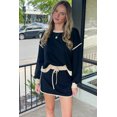 thumbnail image 5 of Women's Black Color Contrast Loose Pullover and Lace-Up Waist Skort Set | [ZhiHiMeRi] | (US 12-14)L, 5 of 6
