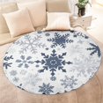 thumbnail image 4 of Blue Christmas Snowflake Pattern Round Blanket,Comfortable Soft Flannel Throw Blanket,All Season,Warm Lightweight Blankets for Sofa Bed Couch Living Room Chair 60"x60", 4 of 5