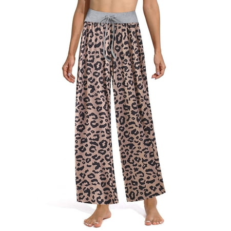 

Frontwalk Women PJS Pajama Pants Lounge Lightweight Sleep Pj Bottoms Leopard/Plaid/Floral Print Trousers for Women
