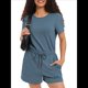thumbnail image 1 of Mono de Verano de Corta para Mujer, Mono de una Pieza, Ideal para Vacaciones en la Playa o Viajes 2025 Azul y Gris XL, 1 of 7