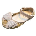 thumbnail image 2 of YMNXA Children Baby Girls Sandals Soft Sole Non Slip Closed Toe Cute Sequin Bow Decoration Hook Loop Comfortable Fashion Shoes For Wedding Birthday Party,Gold,7-7.5 Years, 2 of 8