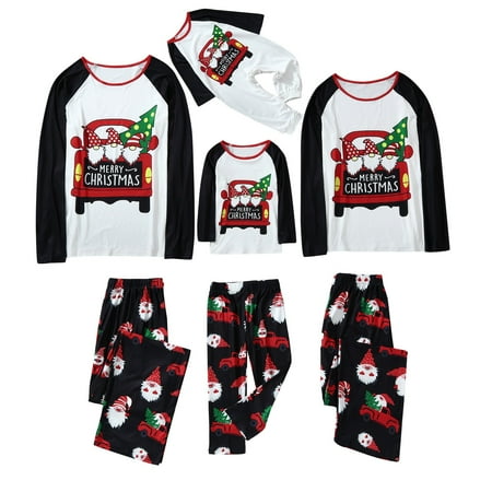 

Family Matching Pajamas Fall Christmas Pj s with Letter and Plaid Printed Long Sleeve Tee and Bottom Loungewear