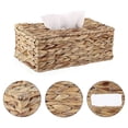 thumbnail image 4 of sunsanly Tissue Box Holder Water Hyacinth Handwoven Straw Basket Natural Wicker Napkin Dispenser Square Facial Tissue Organizer Rustic Decor for Table Bathroom Office, 4 of 8