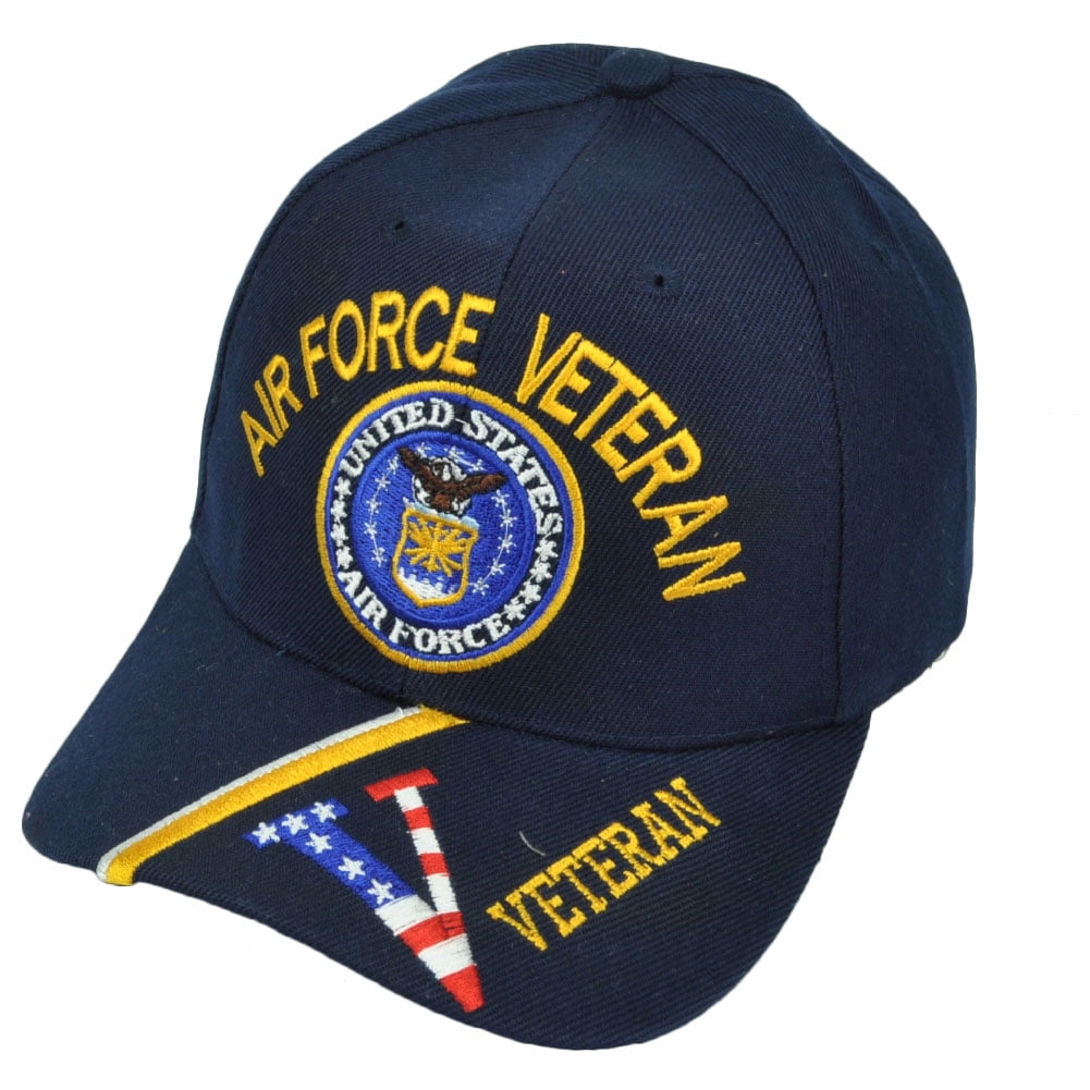 United States Air Force Veteran Vet Blue Adjustable Hat Cap Striped Visor USAF United States Air Force Veteran Vet Blue Adjustable Hat Cap Striped Visor USAF