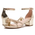 thumbnail image 7 of Women's Open Toe Ankle Strap Low Block Chunky Heels Sandals Gold Size 6, 7 of 7