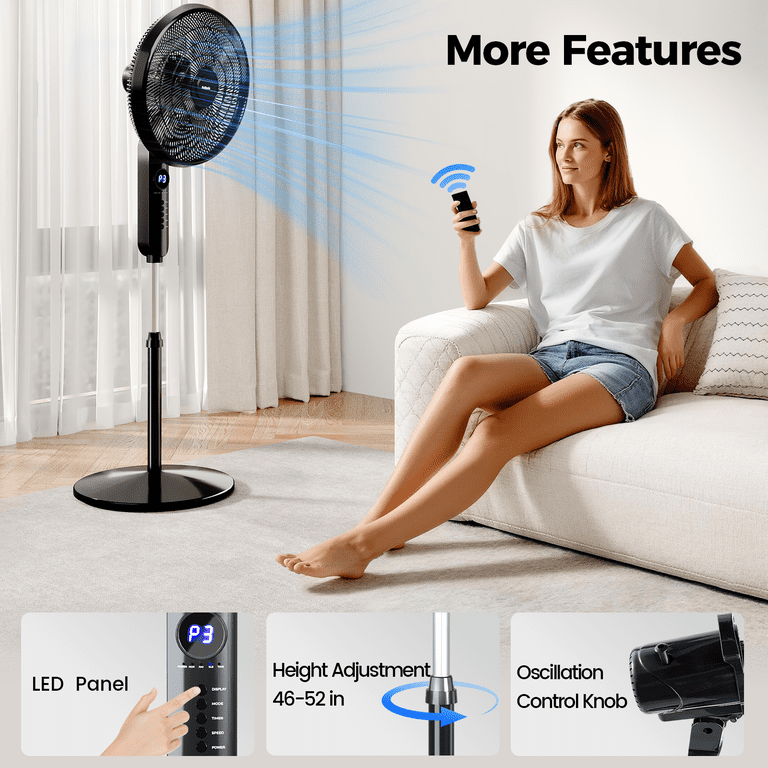 Patbrela 16" Pedestal Fan with Remote, 3-Speed photo 5