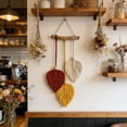 thumbnail image 6 of Cadancy Macrame Wall Hanging Woven Leaf Tapestry Boho Art Decor with Tassels Handmade Apartment Bedroom Living Room Dorm Aesthetic Ornament Gift, 6 of 6