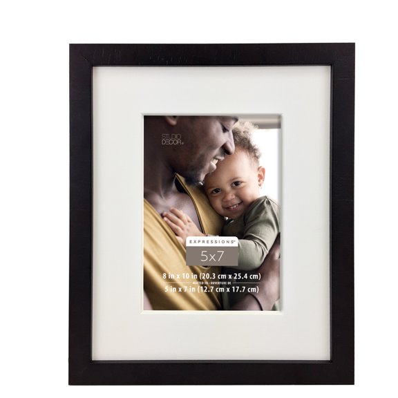 Expressions 5" x 7" Dark Oak Cross Grain Frame with Mat by Studio Decor