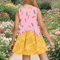 thumbnail image 6 of Piuwrlz Girls Summer Dresses Girl Casual Play Dresses Crew Neck Pleated Skirts Pink Size 5 Years, 6 of 8