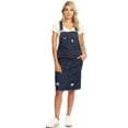 thumbnail image 1 of Junior Womens Distressed Denim Adjustable Strap Overall Dress, Indigo, Medium, 1 of 5