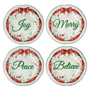 Pfaltzgraff Winterberry Stoneware Salad Plate Red Ribbon Set of 4