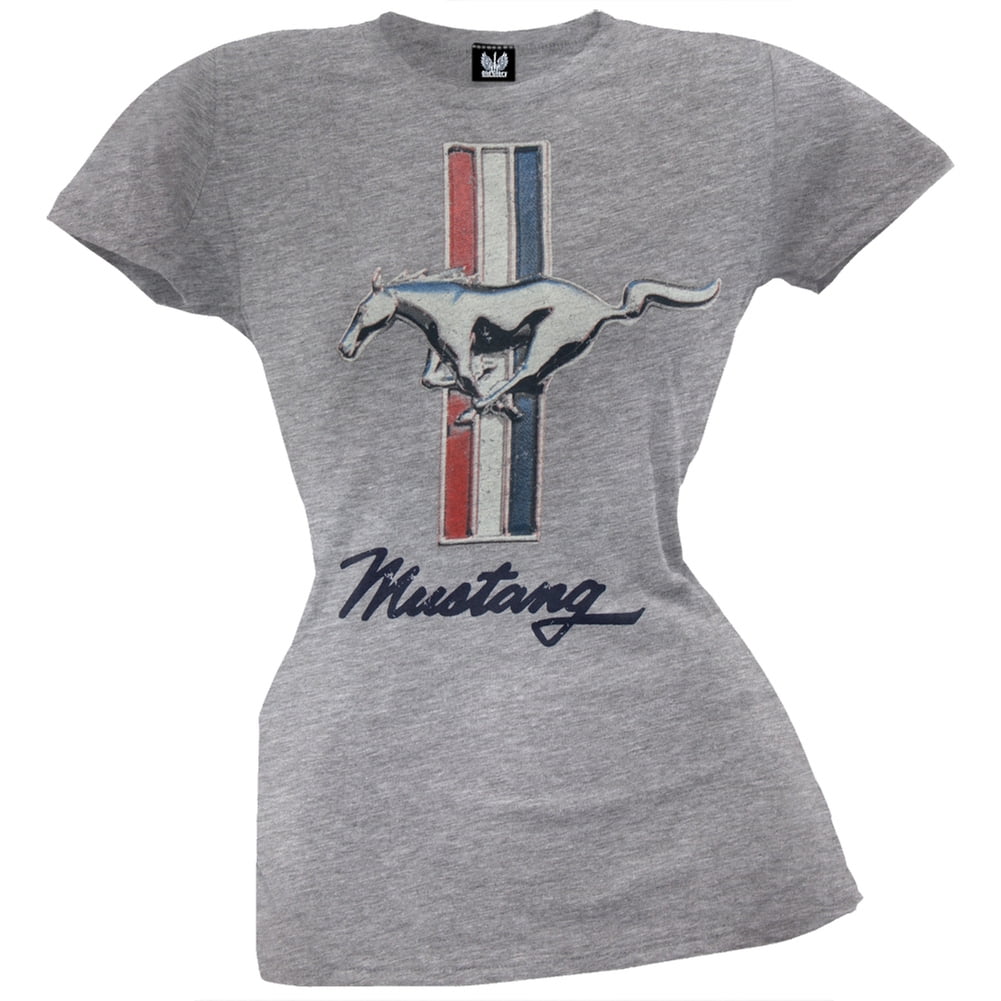 Ford - Vintage Mustang Logo Grey Juniors T-Shirt - Large - Walmart.com