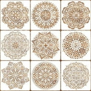 9 Pack 12x12 inches .. Mandala Stencils for Painting .. on Wood, Wall, Floor, .. Tile Fabric, Resuable Furniture .. Stencils Painting Template