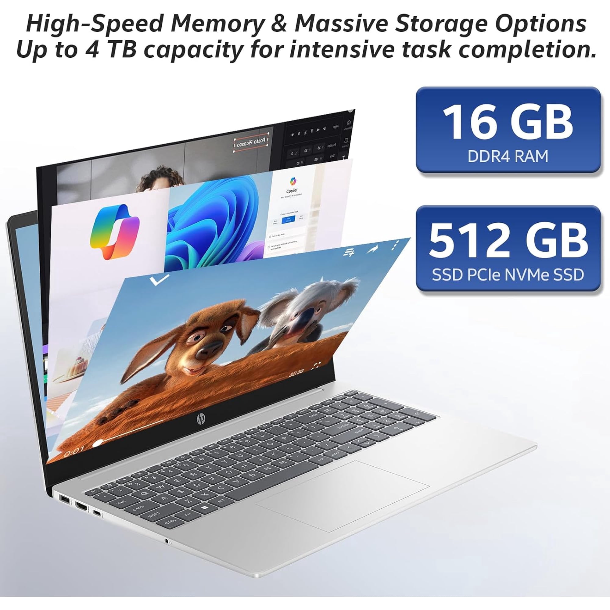 HP 17 Flagship laptops, AMD Ryzen 5 7430U(Up to 4.3GHz), 17 inch 250 Nits FHD IPS Display, 12 GB RAM, 512 GB SSD, Wi-Fi 6, Copilot-AI, Long Battery Life, Windows11 Pro