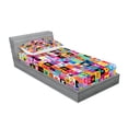 thumbnail image 2 of Ambesonne Cartoon Fitted Sheet & Pillow Sham Set, Colored Alphabet Game, Twin, Multicolor, 2 of 2