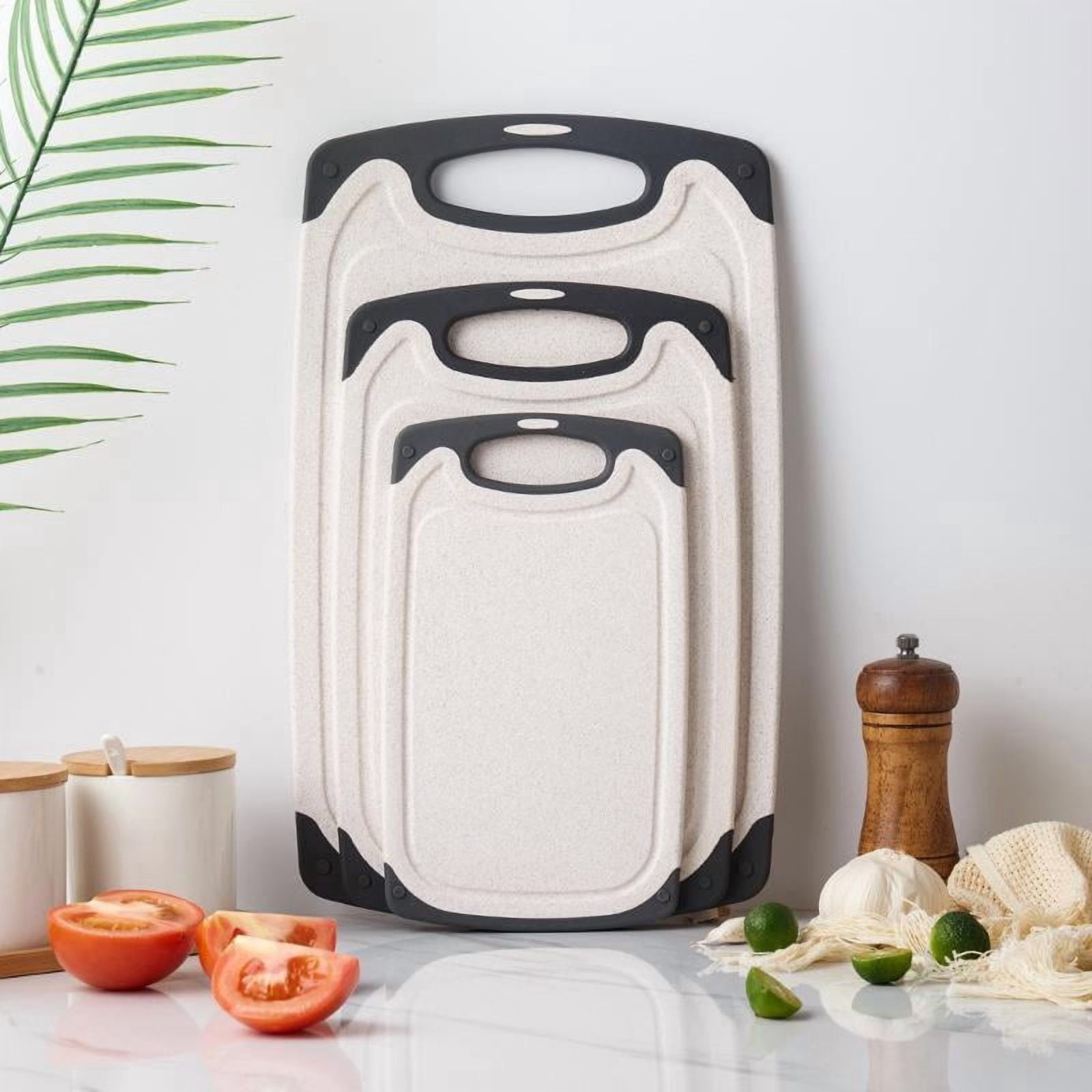 Wheat Straw Cutting Board, 2-Sided Non-Slip Plastic Chopping Board with Juice Groove, Kitchen Cutting Mat for Meat & Veggies