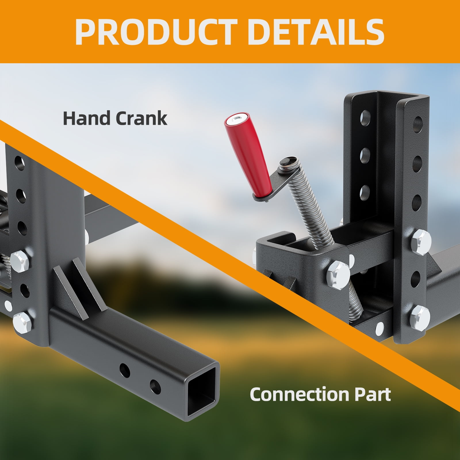 ATV/UTV Lift System Attachments,Manual Implement Lift 1-Point Implements Pro with 2" Receivers,Quick Attach Accessories for ATV,UTV,Tractors,50 Inches Width,Height Adjustments
