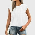 thumbnail image 2 of Olyvenn Womens Eyelet Tops Short Sleeve Shirts Blouses for Women Dressy Casual Cap Sleeve Tops with Curved Hem White XL, 2 of 9
