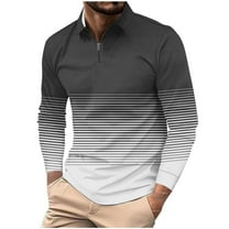 Men's 1/4 Zip Pullover Striped Fashion Casual Golf Shirts Long Sleeve Polo-Collared Color Block Fall Spring Tops (4XL, Black #B)