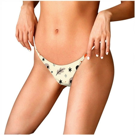 

BallsFHK Women s Casual Thong Low Waist Bikini Halloween Print Panties Sexy Panties for Woman