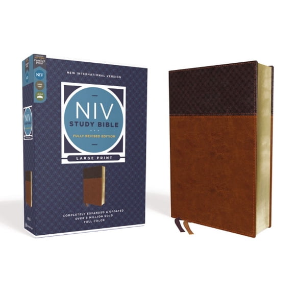 NIV, Large Comfort Print Study Bible (Fully Revised, Brown, Leathersoft)