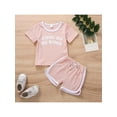 thumbnail image 2 of Genuiskids Toddler Baby Girl Boy Ribbed Summer Outfit Short Sleeve Rib Knit T-Shirts Top Casual Shorts Neutral Kids Clothes, 2 of 9