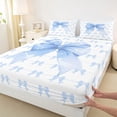 thumbnail image 4 of Erosebridal Cute Bowknot Full Size Sheets for Girls, Blue Ribbon Bed Sheets, 1 Flat Sheet, 1 Fitted Sheet and 2 Pillowcases, 4 of 5