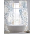 thumbnail image 6 of Blue Beige Floral Semi Sheer Curtains 108 Inch Length 2 Panels Set, Vintage Smear Abstract Art Sheer Kitchen Curtain Privacy Voile Window Curtain for Living Room Bedroom Rod Pocket Drapes, 6 of 7