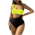 thumbnail image 2 of qelini One Piece Swimsuits for Women High Waisted Swimsuit Solid Color Bathing Suits Summer Swimwear, 2 of 9
