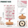 thumbnail image 3 of WOBOGO Valentine Day Pink Hearts Pattern Bedroom Table Lamp USB Power Connector Wooden Base Round Linen Shade For Living Room Desk, 3 of 7
