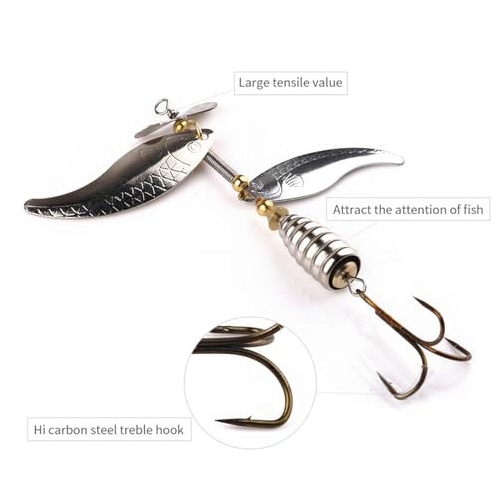 Fishing Lure Spinnerbaits, Bass Salmon Trout Hard Metal Spinner Baits Kit, HENGJIA 5PCS Fishing Spinner Kit Fishing Lures for Lake River Fishing,3.94in/0.51oz