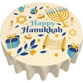 thumbnail image 3 of Hanukkah Tablecloth Round Cute Jewish Holiday Hanukkah Table Cloth 60 Inch Washable Polyester Table Cover for Kitchen Party Picnic Dining Decor, 3 of 6