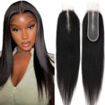 thumbnail image 1 of Kim K 2X6 HD transparente Skinlike cabello humano cierre de encaje recto 10 pulgadas 100% cabello humano virgen brasileño cierre de parte media recto natural negro sin pegamento pre arrancado blanquea, 1 of 1