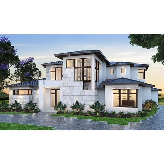 009-4350: Beach & coastal CMU 4 Bed, 5 Bath Luxury Home Plan, 4350 Sq Ft: Full Blueprints with License to Build by Home Plan Marketplace - Lesuto