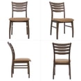 thumbnail image 6 of Guyou Farmhouse Dining Chairs Set of 6, Mid-Century Modern Solid Wood Dining Side Chairs, PU Upholstered Kitchen Chairs with Ladder Back for Dining Room Living Room Restaurant, Walnut Frame, 6 of 8
