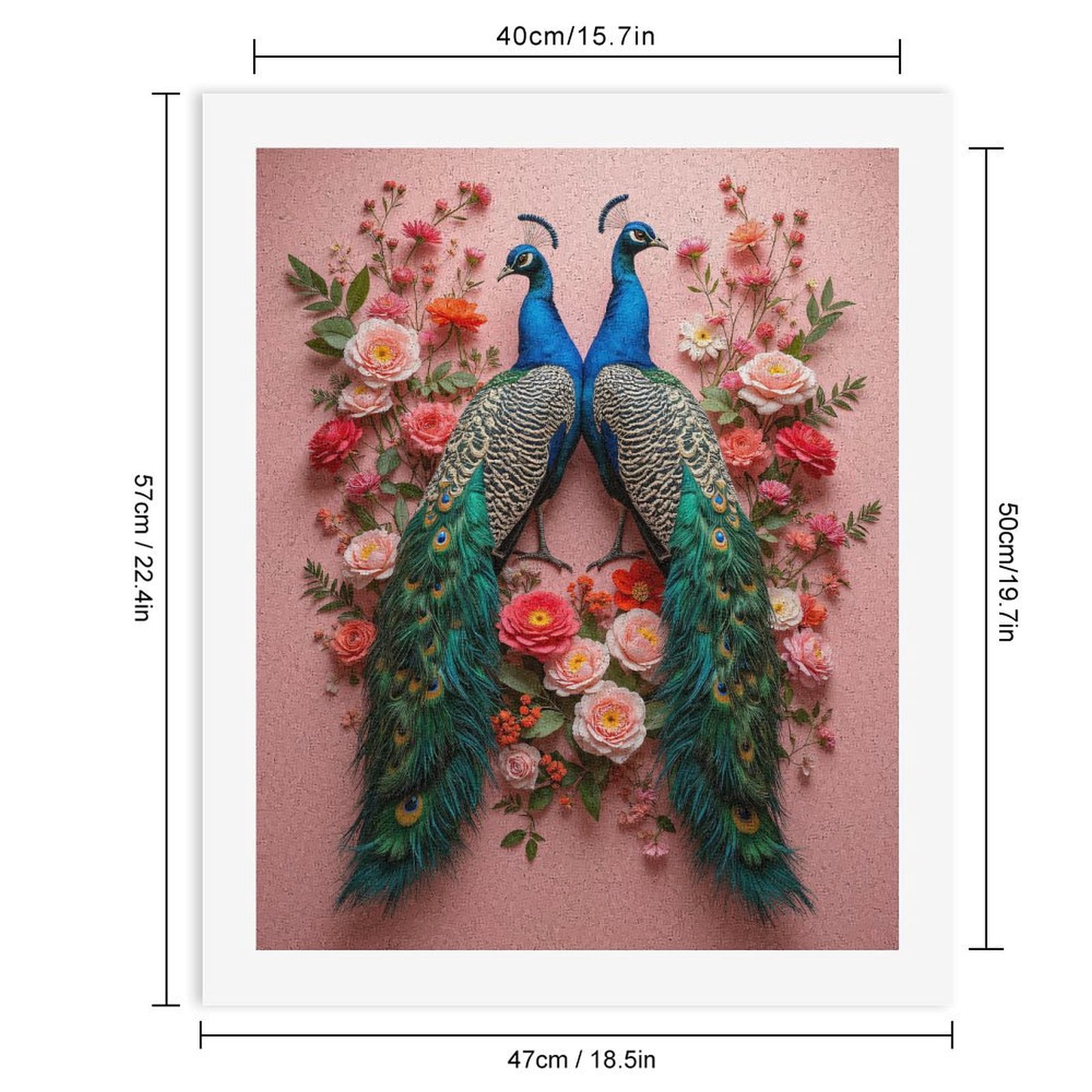 Paint By Numbers Kit for Adults Beginner - Peacocks Floral Arrangement Art Deco DIY Canvas Painting Kits for Adults, Frameless Paint By Number for Adults for Home Wall Decor 16x20 Inch