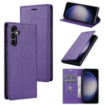 for Samsung Galaxy S25 Plus Wallet Case with Credit Card Holder & Cash Pocket, Luxury PU Leather RFID Blocking Folio Flip Kickstand Magnetic Clasp Protective Phone case for Women Men,Purple