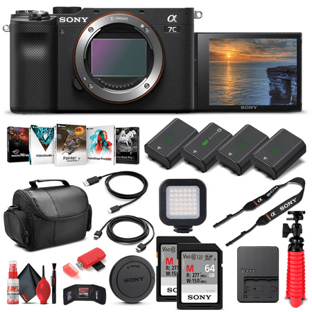Sony Alpha a7C Mirrorless Digital Camera (Body Only  Black) (ILCE7C/B) - Pro Bundle