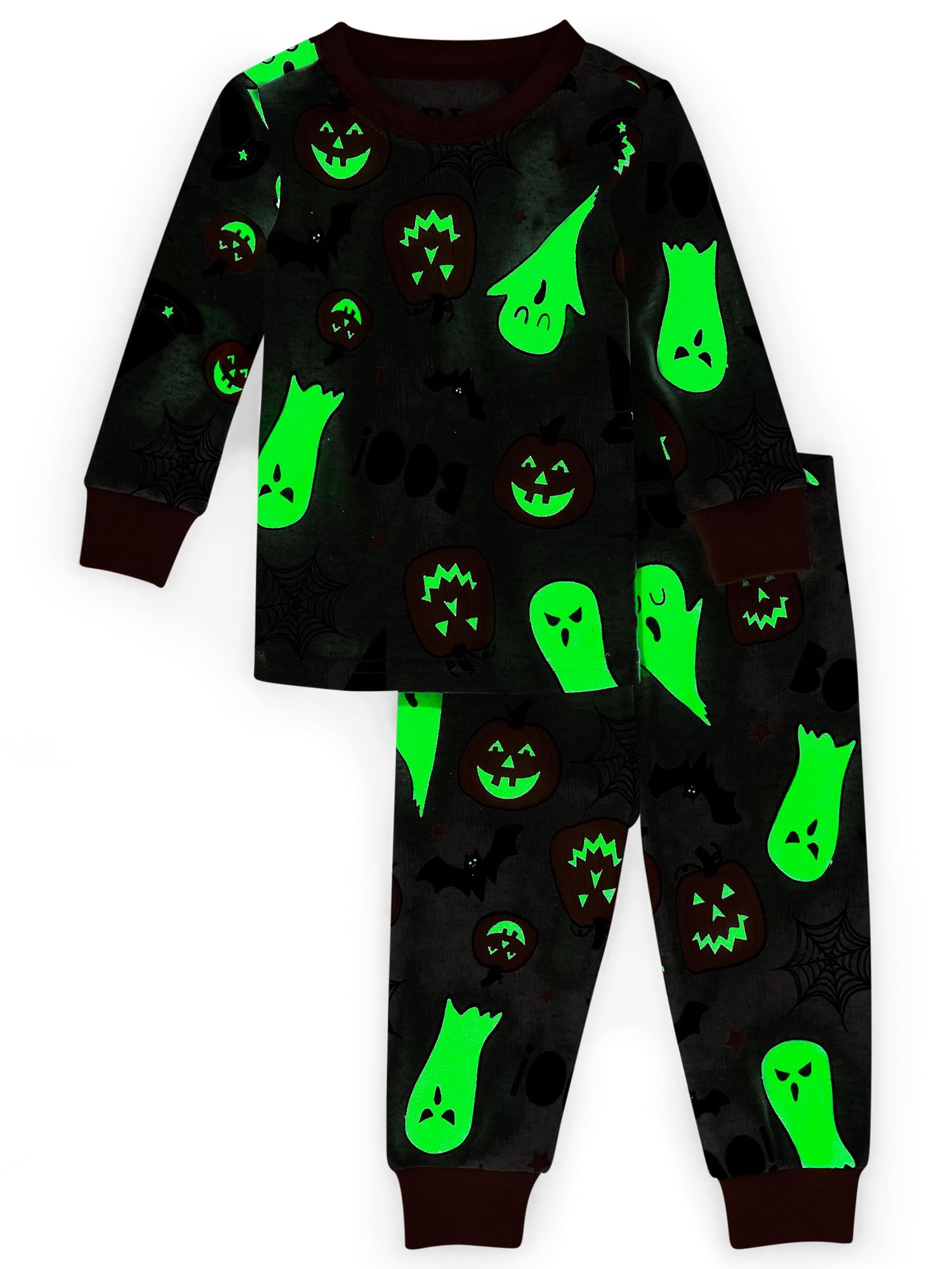 The Children's Place Baby, Toddler, & Kids Unisex Snug Fit Glow-in-the-Dark Halloween Cotton Pajamas, Sizes 12M-16