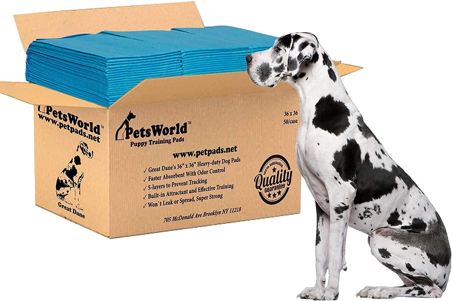 PETSWORLD Giant Potty Pads For Dogs 36 X 36 50 Count 5 Layer petsworld-giant-potty-pads-for-dogs-36-x-36-50-count-5-layer