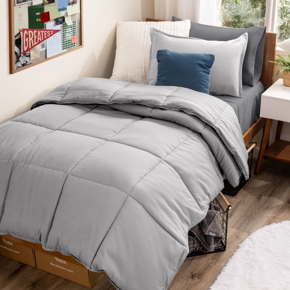 Bare Home 5-Piece Bed-in-a-Bag - Twin XL, Light Gray with Gray Sheet Set