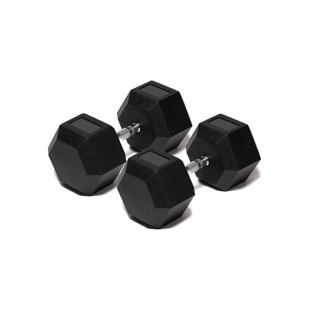 Par Mancuerna Hexagonal 85 Lb con Revestimiento en Goma MDFitness Pesa, Dumbbell MDFitness Hexagonal Recubierta
