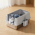 thumbnail image 1 of CazToi Stainless Steel Cat Litter Box with Lid & Scoop Leak-Proof Non-Stick 6" Deep, 1 of 11