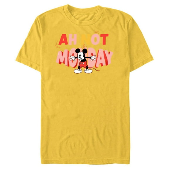 Disney Mickey Mouse Ah Not Monday - Short Sleeve Blended T-Shirt for Adults - Customized-Yellow